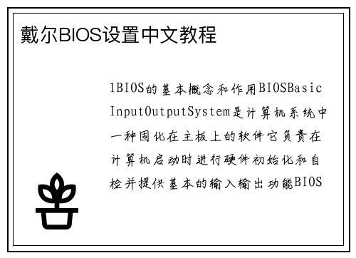 戴尔BIOS设置中文教程